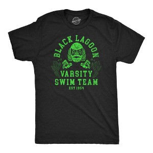 Mens Funny T Shirts Black Lagoon Varsity Swim Team Sarcastic Halloween Graphic Tee For Men - Crazy Dog Men's T Shirt - 1 of 4