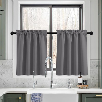NICETOWN Blackout Valances for Kitchen, Solid Half Window Valances for ...