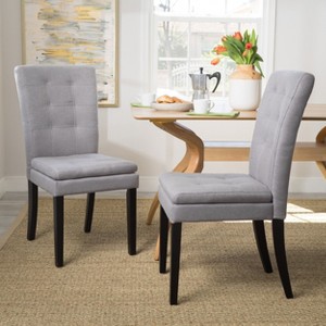 Set of 2 Fabric Upholstered Harriet KD Tufted Dining Chair with Fabric and Rubber Wood-Christopher Knight Home - 1 of 4