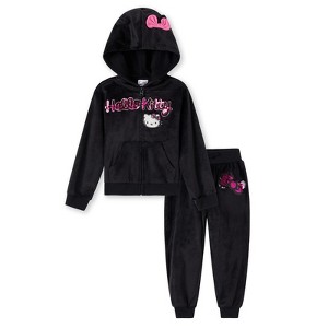 Hello Kitty Girls Velour Zip Up Hoodie and Jogger Pants Outfit Set Little Kid to Big Kid - 1 of 4