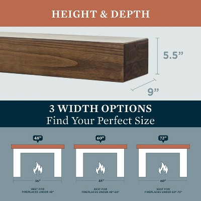 Dakota 72" Mocha Pine Wood Rustic Fireplace Mantel Shelf