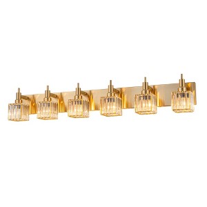 LLHZSY Modern Bathroom Crystal Vanity Light 6/7-Light Modern Bathroom Wall Light Fixtures Over Mirror-Black/Gold - 1 of 4