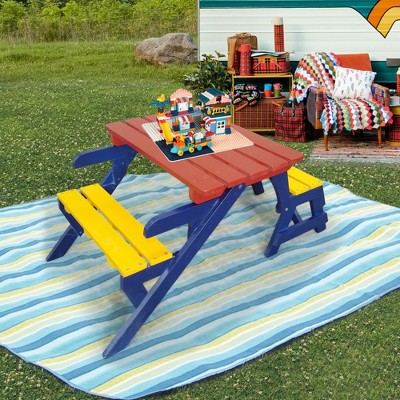 Aghana Digitals Kids All-in-One Solid Wood Activity Set: Table & 2 Benches for Play, Snacks, Art –
