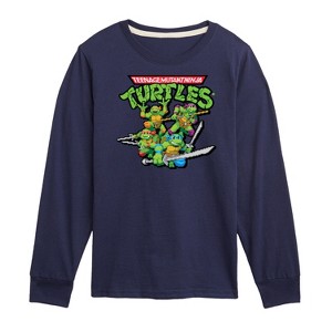 Boys' - Teenage Mutant Ninja Turtles - Gaming Group And Logo Long Sleeve Graphic T-Shirt - 1 of 4