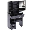 Small Size Left Drawer Makeup Vanity Desk With Cushioned Stool, Power Station, Makeup Table Set with Extra Large Touch Control Sliding LED Mirror - 4 of 4