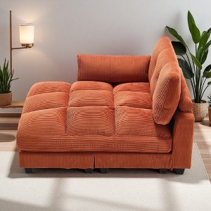 Oversized Corduroy Sleeper Chaise Lounge with USB, Cup Holder & Side Pocket - 1 of 4