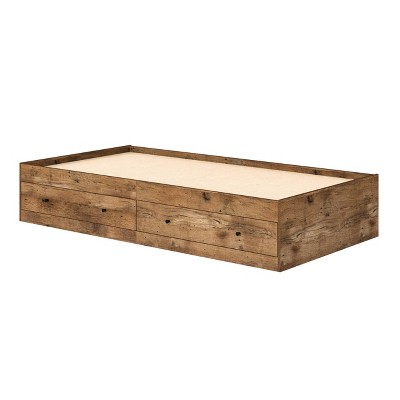 Vintage Oak Twin Captain's Bed with Storage Drawers