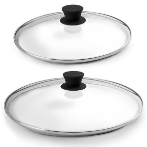 Cuisinel Glass Lids Set - 10" + 12" Fully Assembled Replacement Covers, Compatible with Lodge Cast Iron Skillets & Pans, Oven Safe - 1 of 4