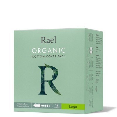 Rael Organic Cotton Large Menstrual Fragrance Free Pads - Unscented  12ct