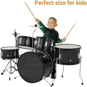 5Pcs Kids Drum Set for Beginner Music Learning & Practice, Junior Percussion Kit With Bass Drum, Tom, Snare Drum, Hi-Hat, Cymbal & Drum Pedal - 1 of 4