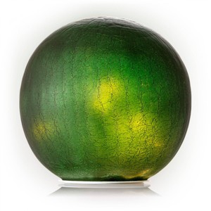7" Textured Glass Gazing Globe with LED Lights Green - Alpine Corporation - 1 of 4