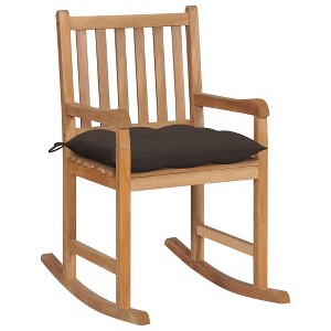 vidaXL Rocking Chair with Taupe Cushion Solid Teak Wood - 1 of 4