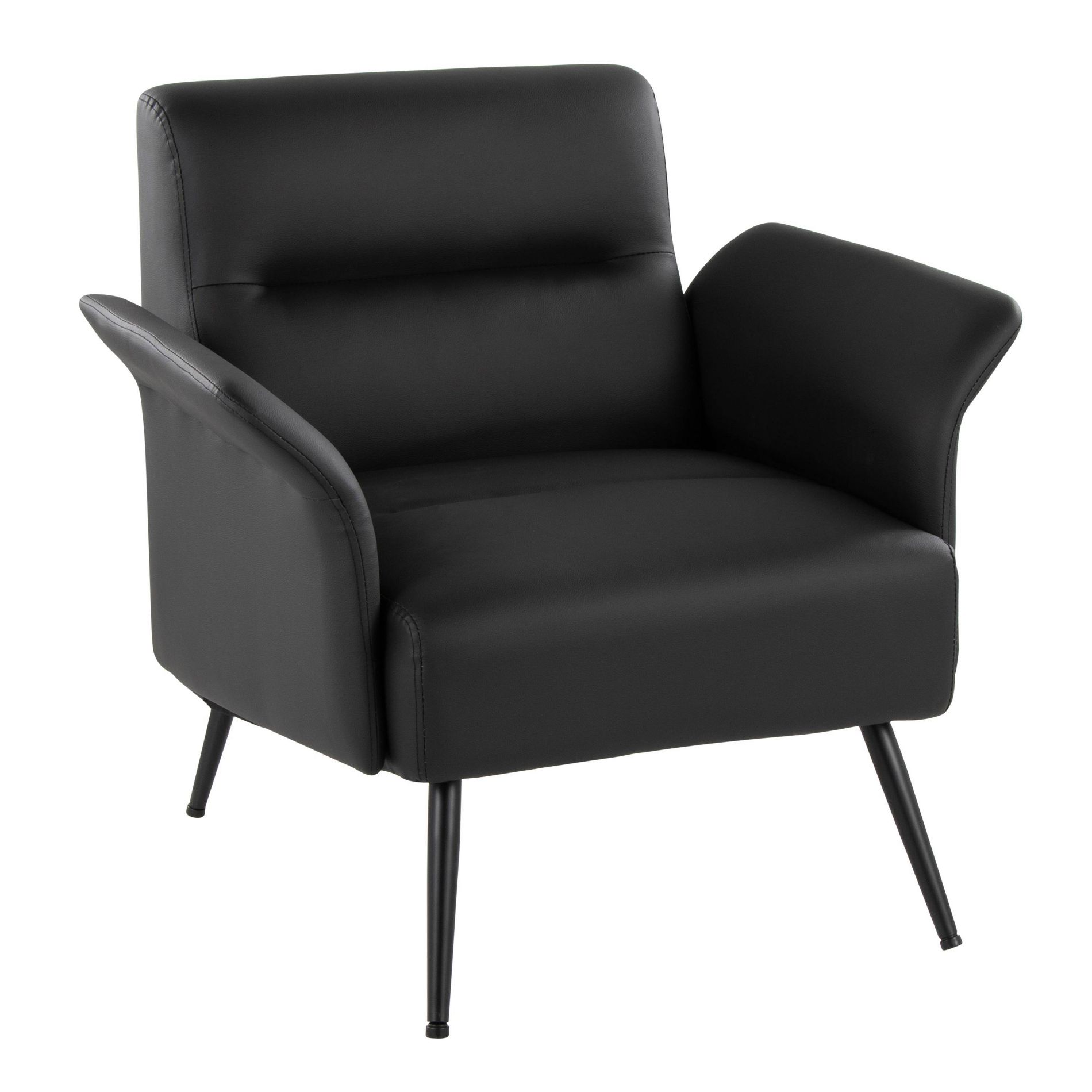 LumiSource Petal Accent Chair Black Metal/Black PU