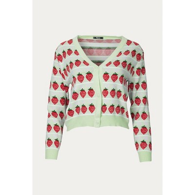 Women's CROPPED RETRO STRAWBERRY CARDIGAN - Motel Rocks