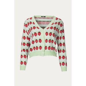 Women's CROPPED RETRO STRAWBERRY CARDIGAN - Motel Rocks - 1 of 2