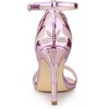 Allegra K Women's Embroidered Leather Ankle Strap Stiletto Heel Sandals - 3 of 4