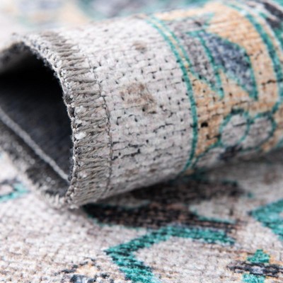 Aqua Green Square Easy-Care Chenille Area Rug 5'1" x 5'1"
