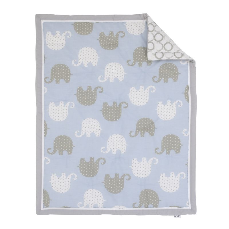 NoJo Dreamer Elephant Blue, Grey 8 Piece Nursery Crib Bedding Set, 2 of 10