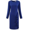 Hobemty Women's Wear to Work Round Neck Bracelet Sleeve Ruffle Front Pencil Dress - 2 of 4