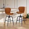 VECELO Bar Stool Faux Leather Counter Height Barstool with Metal Legs and Footrest, Brown - 2 of 4