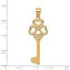 Black Bow Jewelry 14k Yellow Gold Triple Heart with Key to My Heart Pendant, 15mm - 3 of 4