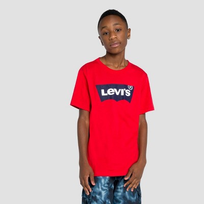 Levi s Boys Batwing Logo Short Sleeve T shirt Levi s Red 14 16