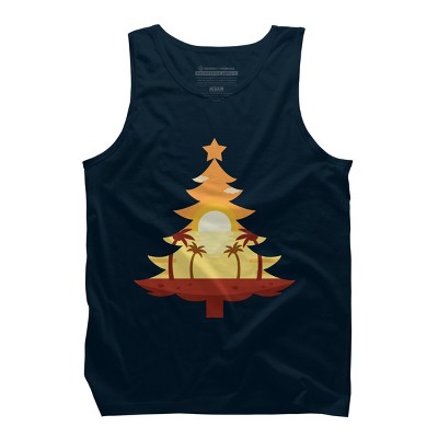 Men's Design By Humans Christmas in July Tree Sunset By destiny29 Tank Top