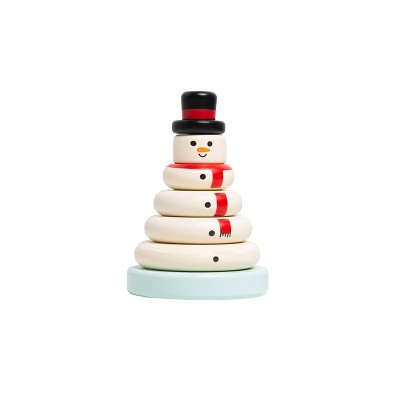 Pearhead Wooden Snowman Stocking Holiday Toy Set