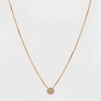 Pave Circle Pendant Necklace - A New Day™ Gold