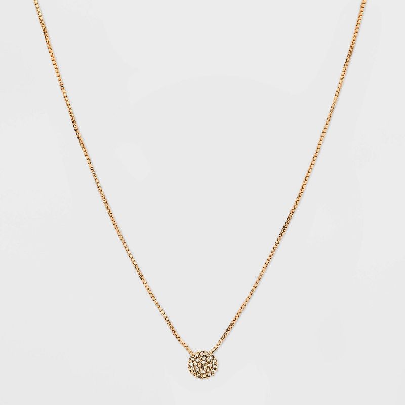 Pave Circle Pendant Necklace - A New Day&#8482; Gold, 1 of 3