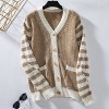 Womens Cardigan Striped Color Block Button Front Knit Cardigan Sweater Jacket - 4 of 4