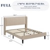 Queen Bed Frame with Headboard, Modern Upholstered Platform Bed in Linen Fabric, Mattress Foundation - 2 of 4