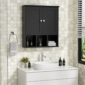 Celebalcony Bathroom Medicine Cabinet – Wall-Mounted with 2 Doors & Open Shelf for Organized Storage - 1 of 4
