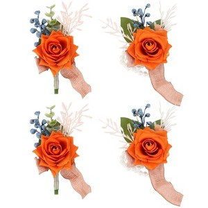 Unique Bargains Satin Romantic Durable Elegant Rose Corsage and Boutonnieres Set 2 Pcs - 1 of 4