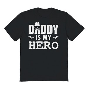 Rerun Island Men's Daddy Is My Hero Short Sleeve Graphic Cotton T-Shirt - Black M - 1 of 3