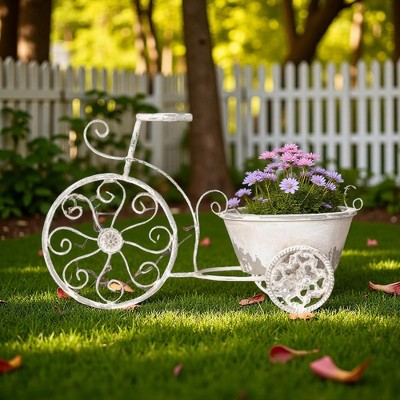 Vintage Bicycle Plant Stand ¨C Metal Planter Basket Handcrafted Rustic Farmhouse Decor for Indoor Outdoor Use