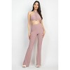 Slickblue Women's Halter Crop Top and Leggings Set, Stretch Fit, 2 Piece Outfit, Flared Pants, Black/Coco, Size S-L - 2 of 4