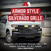 AMERICAN MODIFIED Armor Front Grille w/ LED Amber Lights & Emblem Holder, Compatible with 2019-2021 Chevy Silverado 1500 Models, Matte Black - 2 of 4
