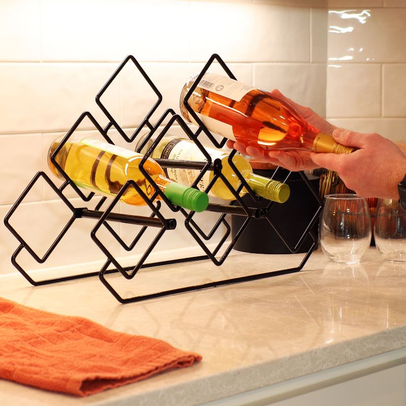 Sunnydaze Modern 6-Bottle Triangular Wine Rack - Indoor Steel Wire Tabletop Accent, 6 of 12