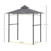 8' x 5' Grill Gazebo with Double Roof, Outdoor BBQ Canopy Gazebo with 2 Side Shelves for Patio Yard Garden Gray - 3 of 4
