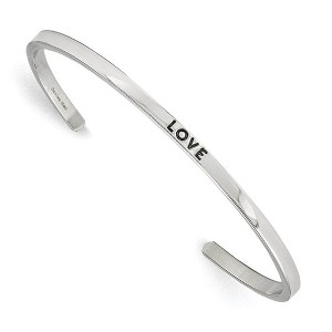 Black Bow Jewelry 3mm Stainless Steel Enamel & Crystal LOVE Cuff Bracelet - 1 of 4