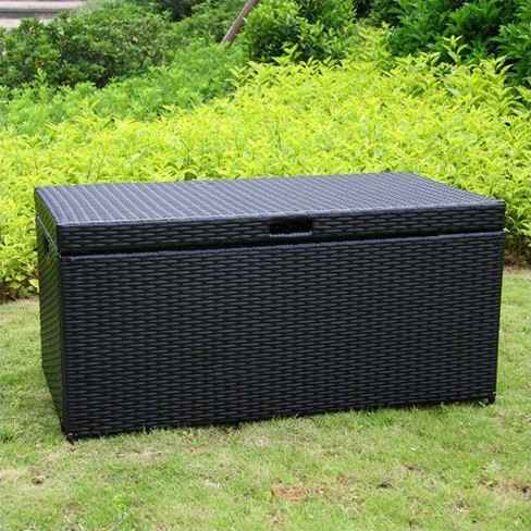 Wicker Patio Storage Deck Box In Black Jeco Inc Target