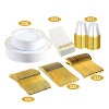KTMBDW 175Pcs Disposable Gold Dinnerware Set Gold Rim Plastic Plates Cups Fork Spoon Knife Paper Napkins for Party Wedding Graduation - 2 of 4