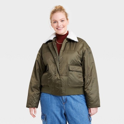 Women's Bomber Jacket - Universal Thread™ Moss Green 4x : Target