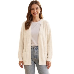 INSPIRE CHIC Women's Open Front Long Sleeve Knit Cardigan with