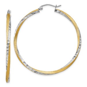 Black Bow Jewelry 2.5mm, Twisted Hoop Earring in 14k Gold and Rhodium 45mm (1 3/4 Inch) - 1 of 4