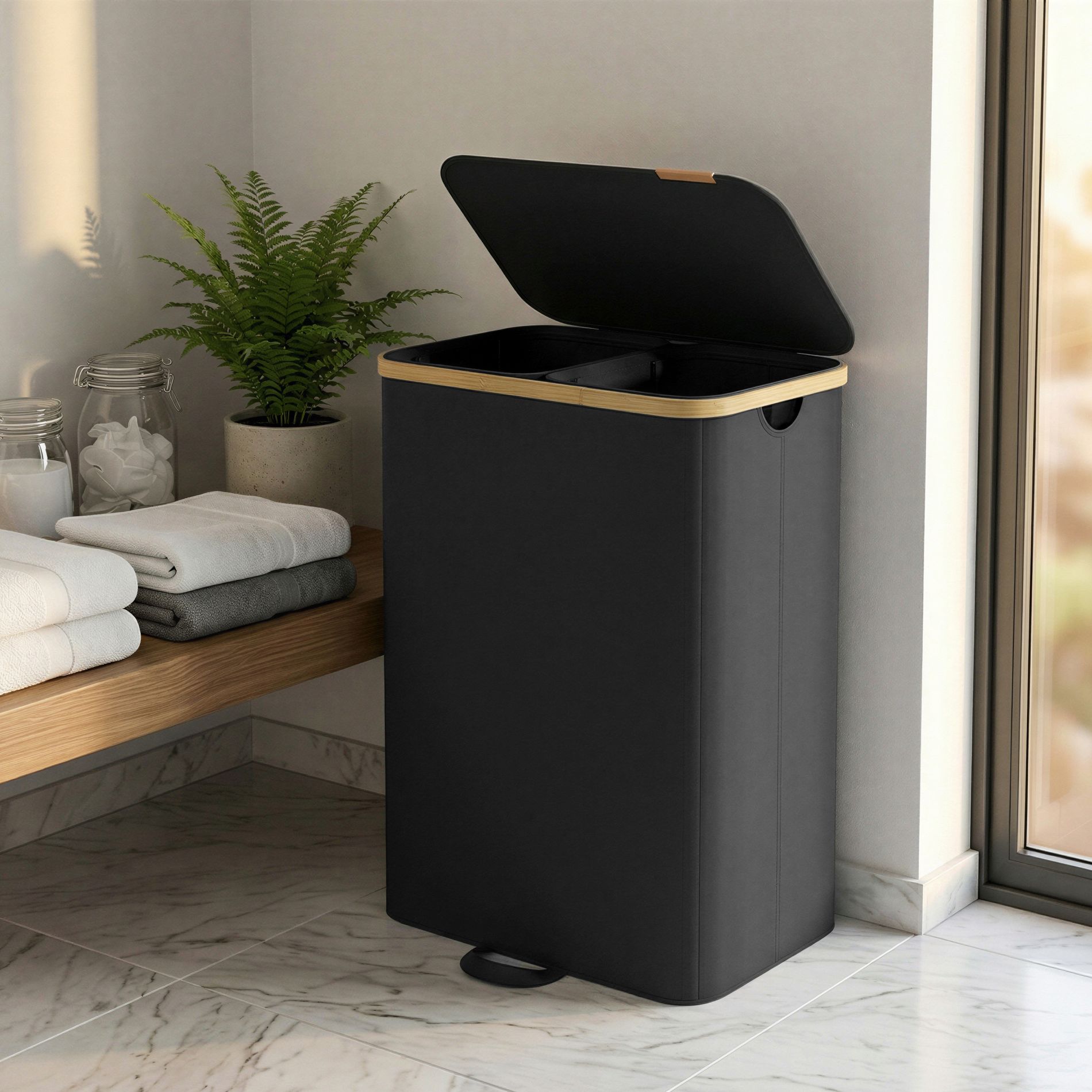 LEDREM Laundry Hamper with Lid and Removable Liner, Large Basket, 150 L, 20.5 x 15 x 29.5 Inches