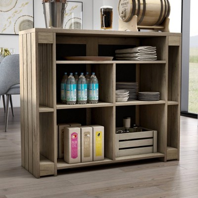 47.2" Distressed Brown MDF Bar Table with Chalkboard Panels