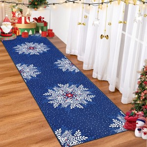 Christmas Area Rug Floral Pattern Floor Cover Washable Indoor Carpet Rug Decorative Non Slip Accent Rug for Bedroom - 1 of 4
