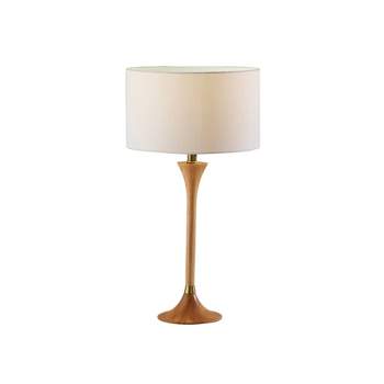 Rebecca Table Lamp Natural Rubberwood with Antique Brass Accent - Adesso